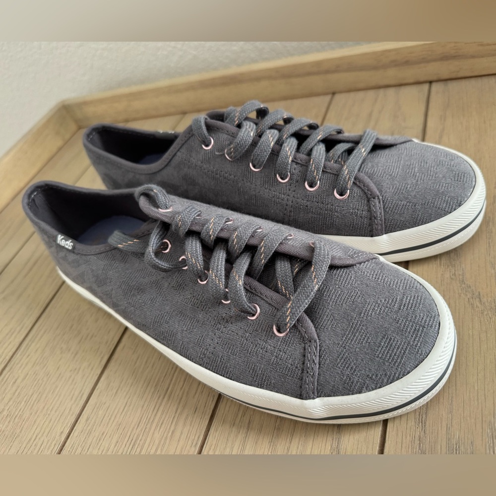 New Keds Kickstart Jersey Lace-Up Sneakers, Dark Gray, Size 9